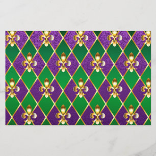 Jewelry Background Mardi Gras Stationery