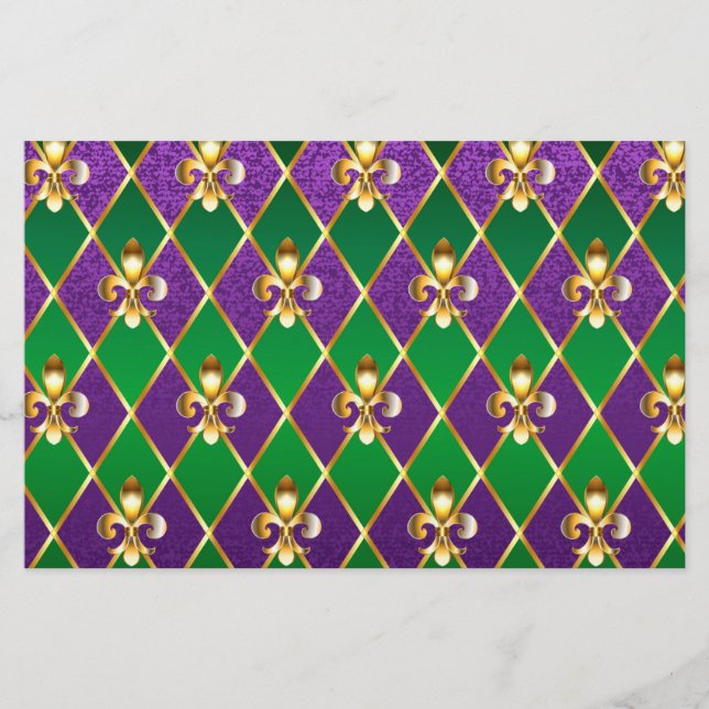 Jewelry Background Mardi Gras Stationery (Front)