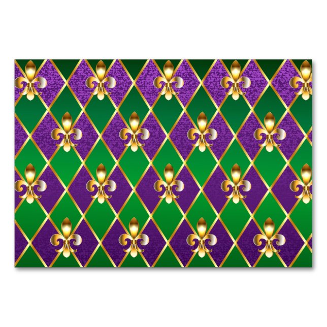 Jewelry Background Mardi Gras Table Number (Front)