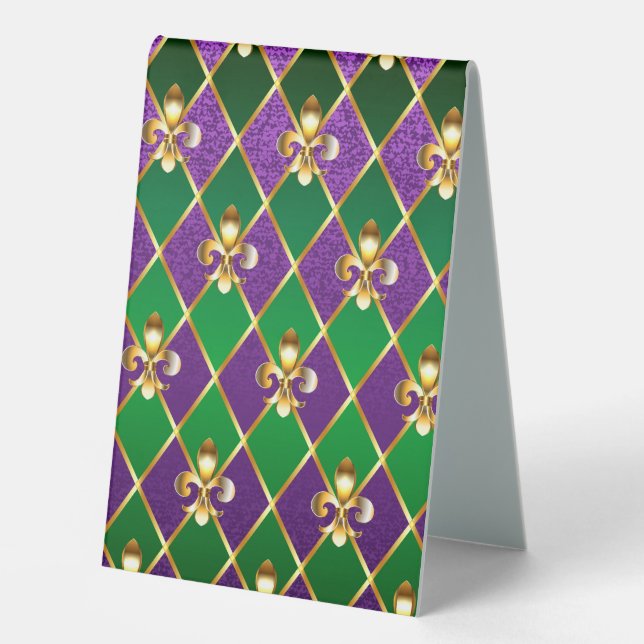 Jewelry Background Mardi Gras Table Tent (Front)