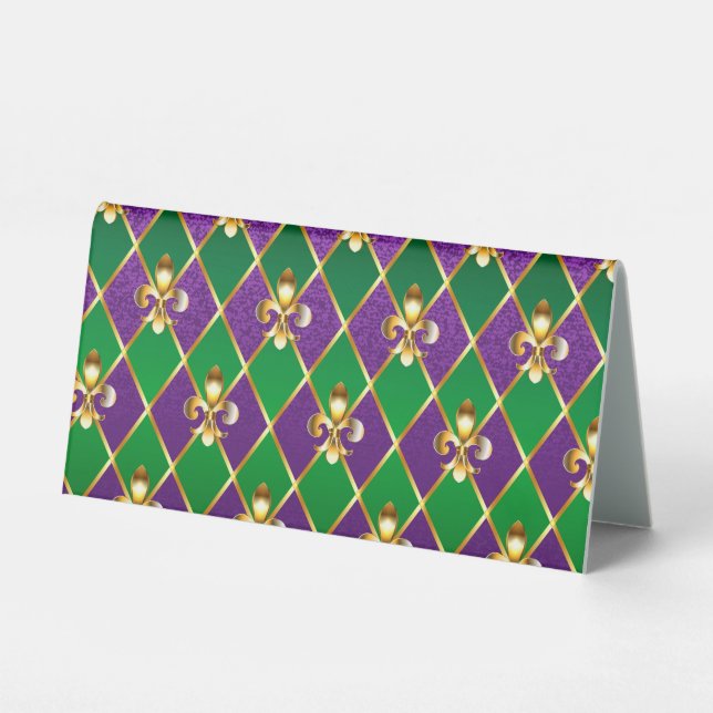 Jewelry Background Mardi Gras Table Tent (Front)