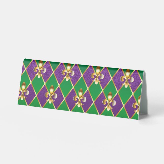Jewelry Background Mardi Gras Table Tent (Front)