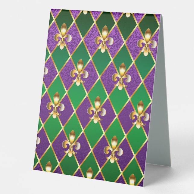 Jewelry Background Mardi Gras Table Tent (Front)