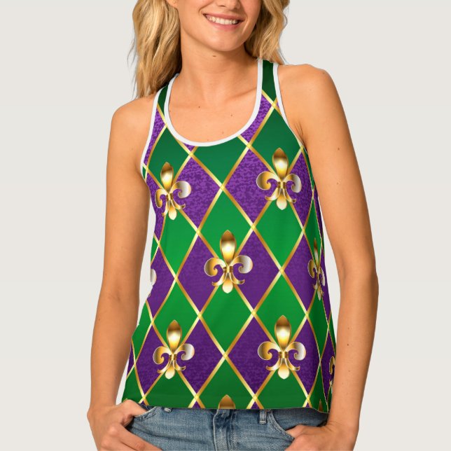 Jewelry Background Mardi Gras Tank Top (Front)