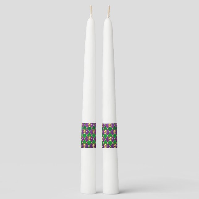 Jewelry Background Mardi Gras Taper Candle (Front)