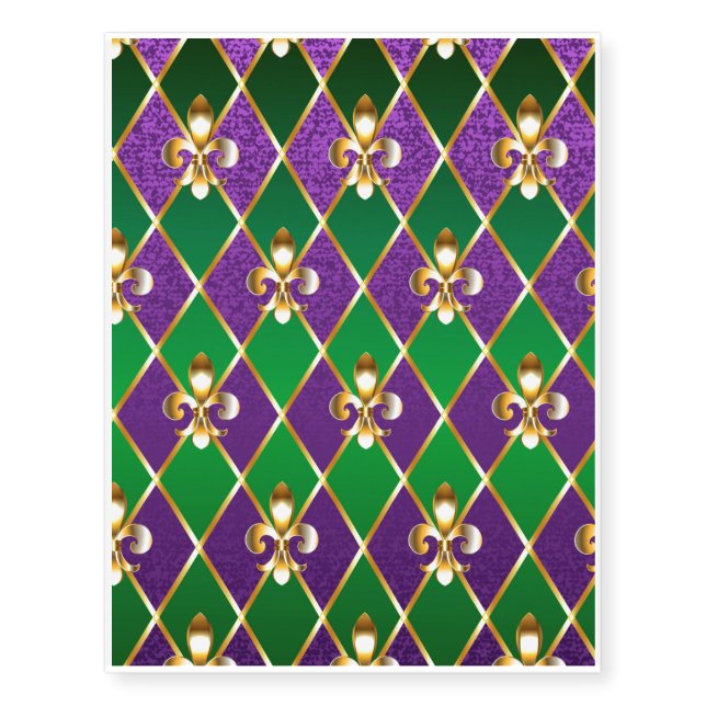 Jewelry Background Mardi Gras Temporary Tattoos (Front)