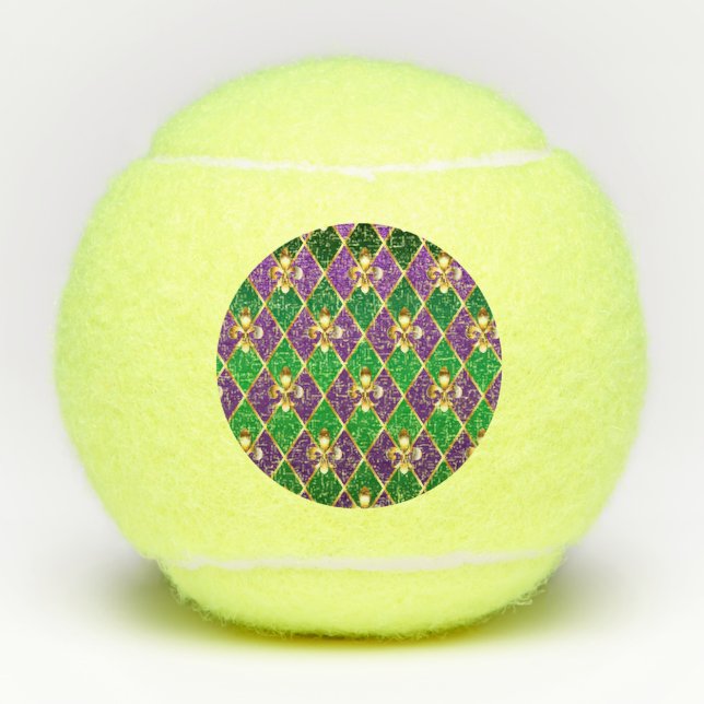 Jewelry Background Mardi Gras Tennis Balls (Front)