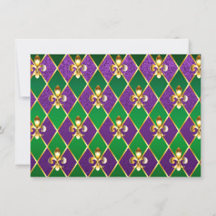 Jewelry Background Mardi Gras Thank You Card