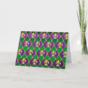 Jewelry Background Mardi Gras Thank You Card