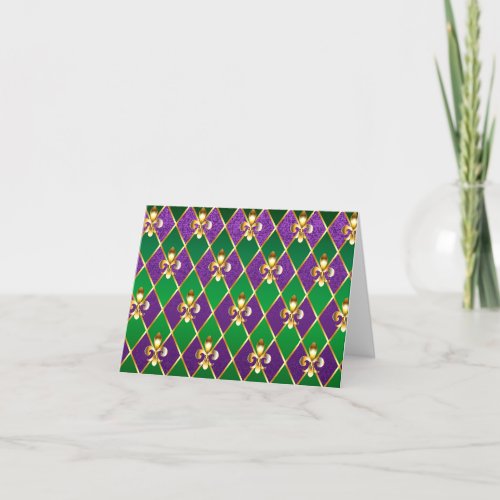 Jewelry Background Mardi Gras Thank You Card