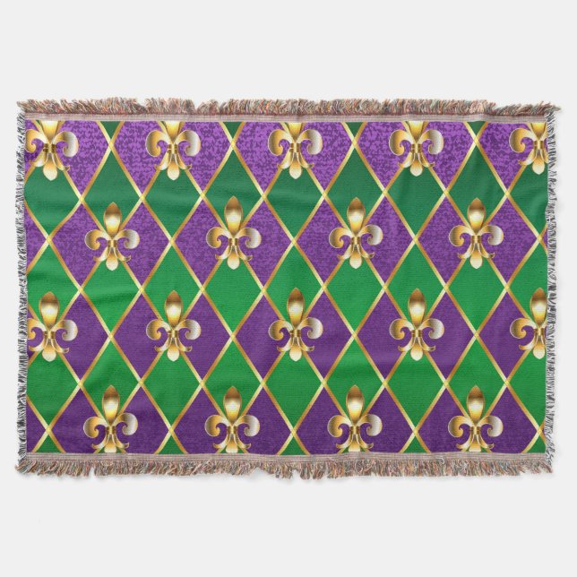 Jewelry Background Mardi Gras Throw Blanket (Front)