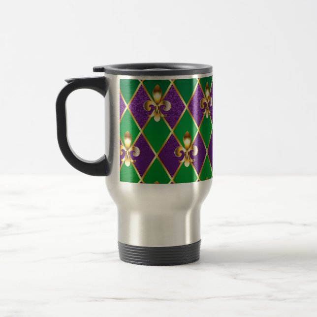 Jewelry Background Mardi Gras Travel Mug (Left)