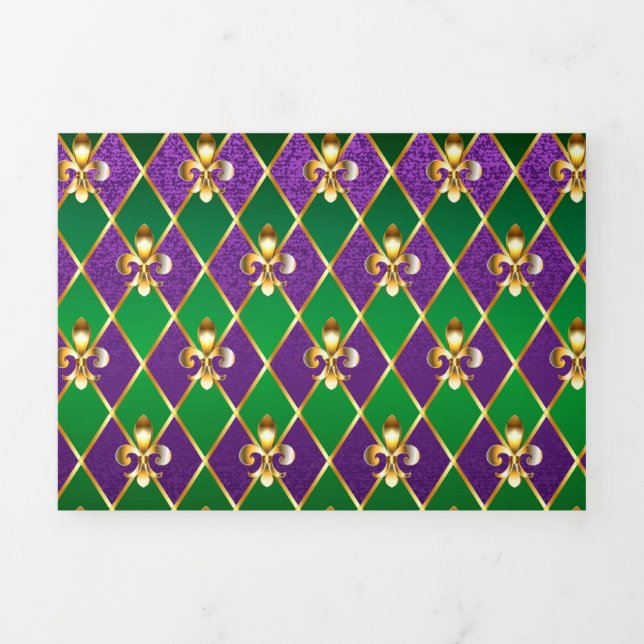 Jewelry Background Mardi Gras Tri-Fold Announcement (Cover)