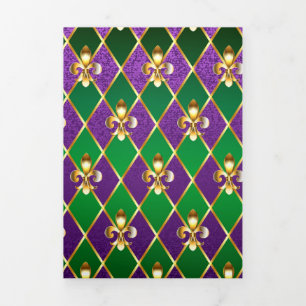 Jewelry Background Mardi Gras Tri-Fold Announcement