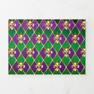 Jewelry Background Mardi Gras Tri-Fold Card