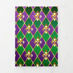Jewelry Background Mardi Gras Tri-Fold Holiday Card