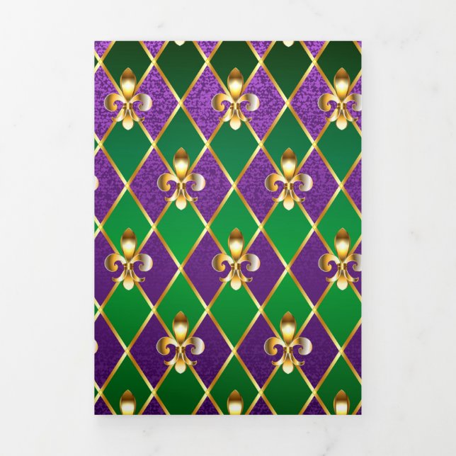 Jewelry Background Mardi Gras Tri-Fold Invitation (Cover)