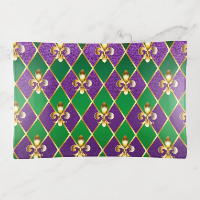 Jewelry Background Mardi Gras Trinket Tray (Front)