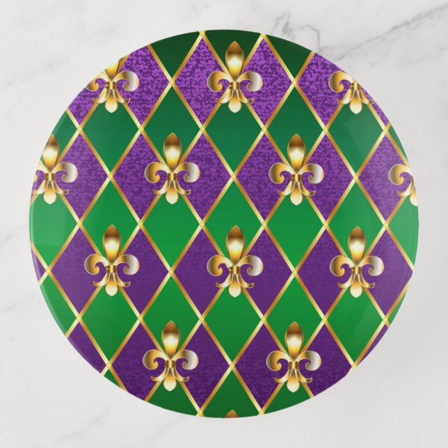 Jewelry Background Mardi Gras Trinket Tray (Front)