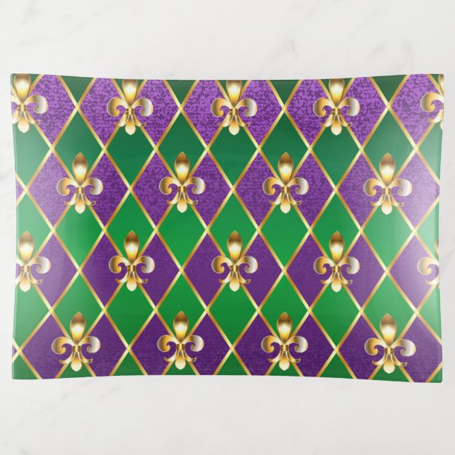 Jewelry Background Mardi Gras Trinket Tray (Front)