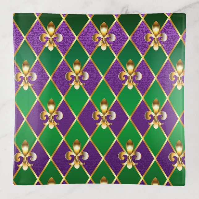 Jewelry Background Mardi Gras Trinket Tray (Front)