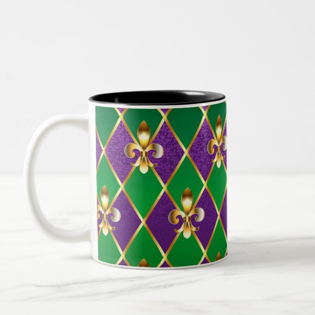 Jewelry Background Mardi Gras Two-Tone Coffee Mug (Left)