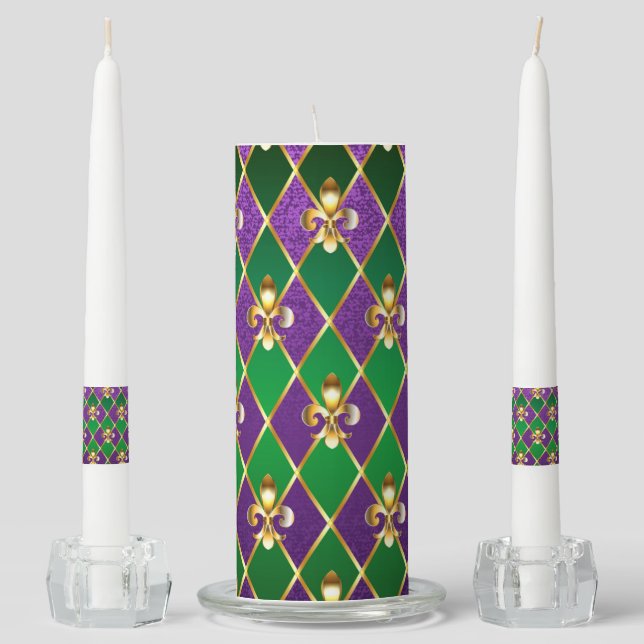 Jewelry Background Mardi Gras Unity Candle Set (Front)