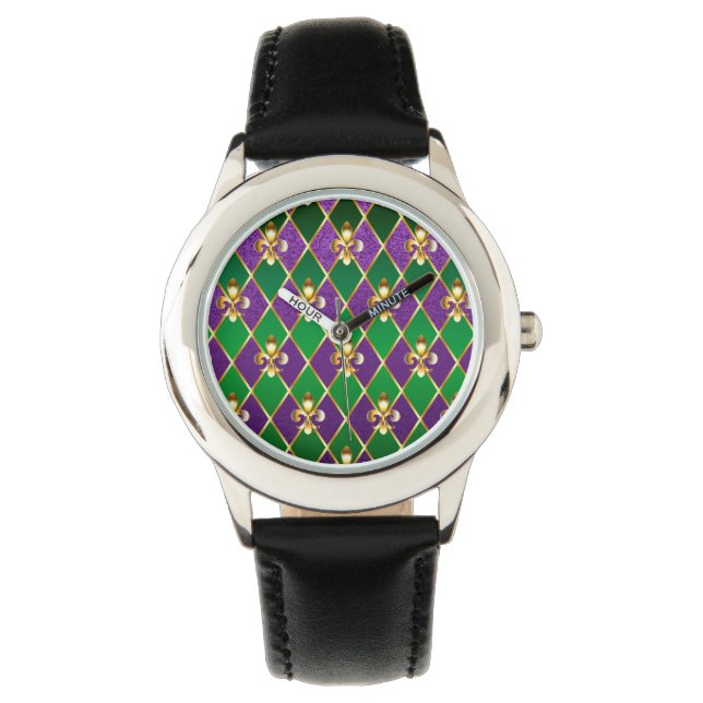 Jewelry Background Mardi Gras Watch (Front)
