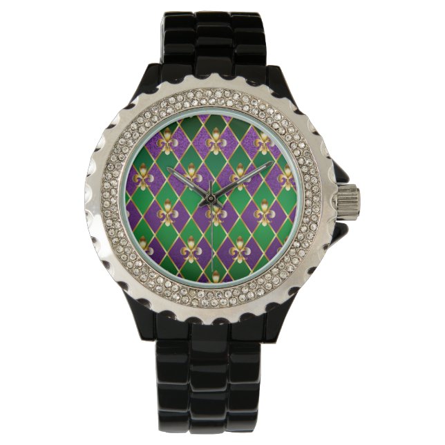 Jewelry Background Mardi Gras Watch (Front)
