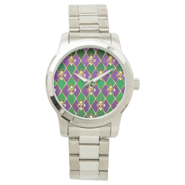 Jewelry Background Mardi Gras Watch (Front)