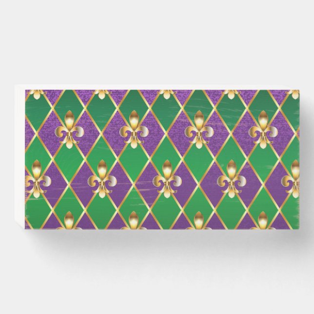 Jewelry Background Mardi Gras Wooden Box Sign (Front Horizontal)