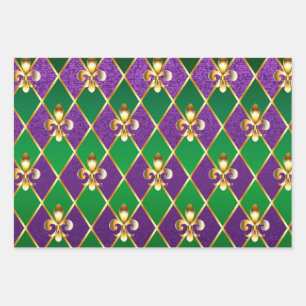 Jewelry Background Mardi Gras Wrapping Paper Sheets