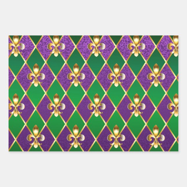 Jewelry Background Mardi Gras Wrapping Paper Sheets (Front)