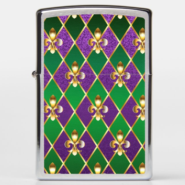 Jewelry Background Mardi Gras Zippo Lighter (Front)