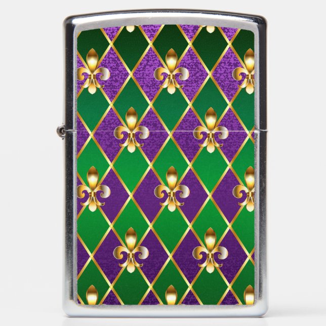 Jewelry Background Mardi Gras Zippo Lighter (Front)