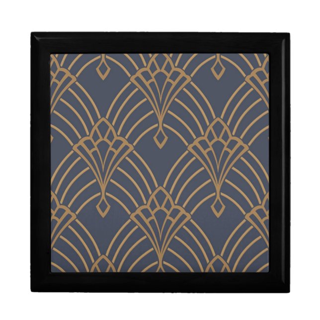 Jewelry Box - Art Deco Fan Design Gold (Front)