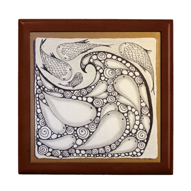 Jewelry Box "Fish Wave" Original Art (Front)