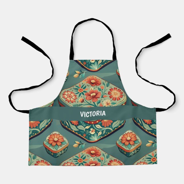 Jewelry Box Floral Custom Pattern Apron (Front)