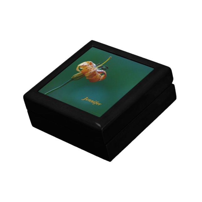 Jewelry Box, Floral Yellow Lily, Green, Name, Jewelry Box (Side)