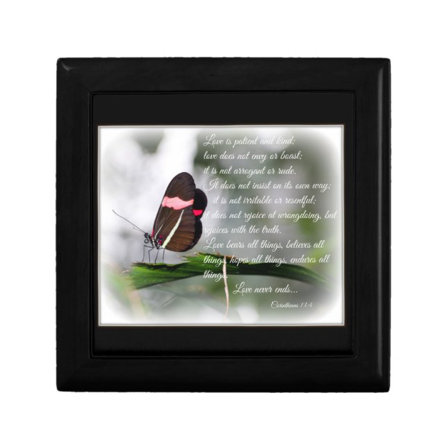 Jewelry Box/Large Postman Butterfly with Quote Keepsake Box (Front)