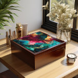 Jewelry Box, Multicolor Alcohol Ink Abstract, Gift Box<br><div class="desc">A beautiful multicolor alcohol ink fluid design jewelry box. Product is customizable,  put any name or phrase you would like on it. Makes a great keepsake or watch box gift too.</div>