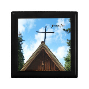 Jewelry Box, Old Church with Cross Keepsake Box