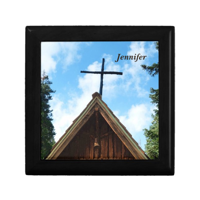 Jewelry Box, Old Church with Cross Keepsake Box (Front)