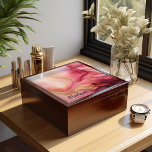 Jewelry Box, Pink And Blush Swirl Keepsake  Gift Box<br><div class="desc">A beautiful pink and blush liquid swirl design jewelry box. Product is customizable,  put any name or phrase you would like on it. Makes a great keepsake or watch box gift too.</div>