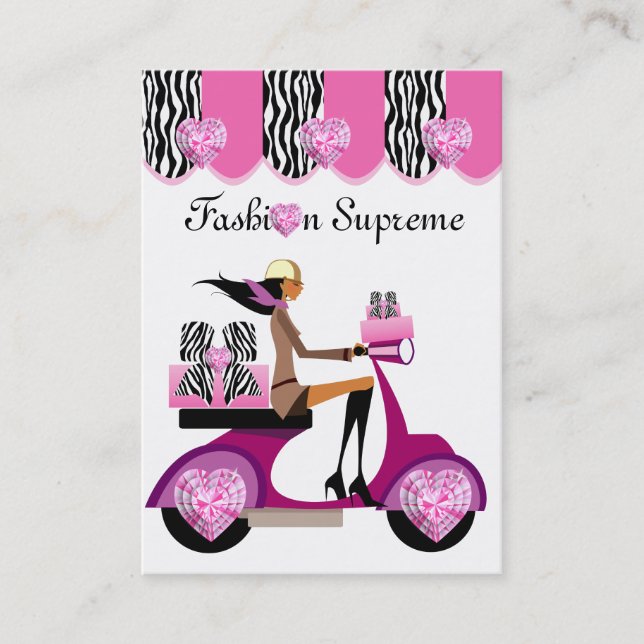 Jewelry Boxes Business Card Scooter Girl Zebra (Front)