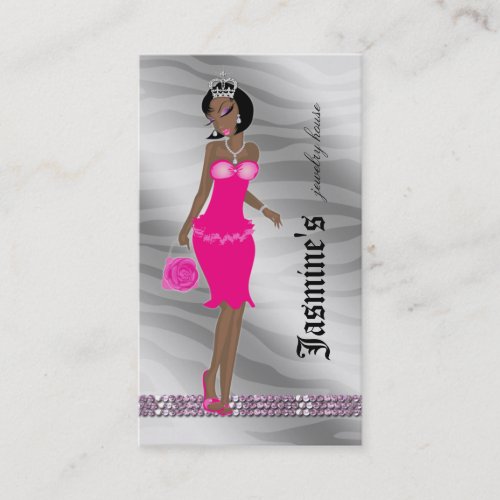 Jewelry Business Card African American Zebra Crown