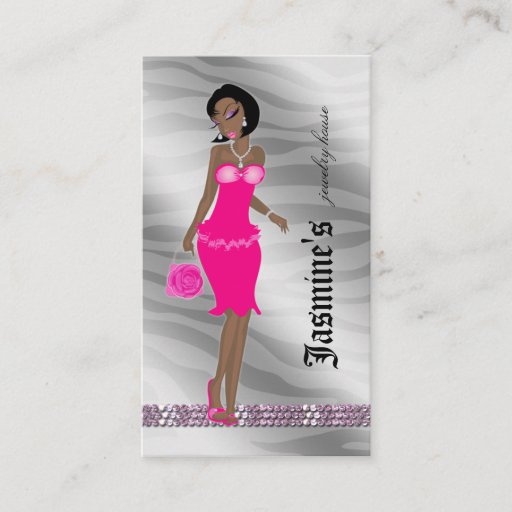 Customizable Jewelry Business Card African American Zebra SP