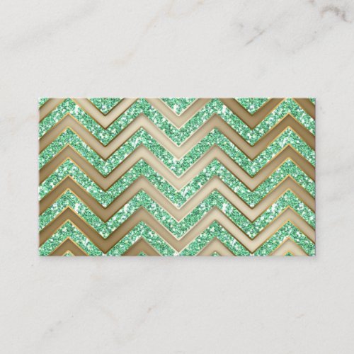 Jewelry Business Card Chevron Sparkle Gold Mint