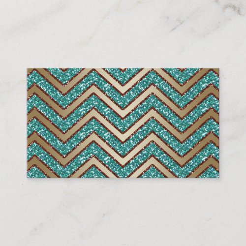 Jewelry Business Card Chevron Sparkle Gold Teal