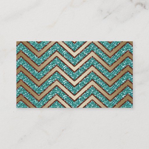 Customizable Jewelry Business Card Chevron Sparkle Gold Teal